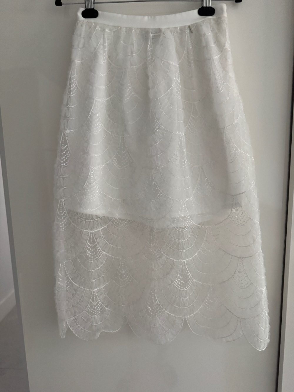 Twinset Actitude white lace with sequins midi skirt
